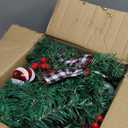 Christmas Garland with Lights, Pre-lit 9ft Christmas Decorations with 50 Warm White LED Lights, Berries, Balls, and Red Flower for Door, Stairs, Railing, Indoor, Outdoor, Battery Operated