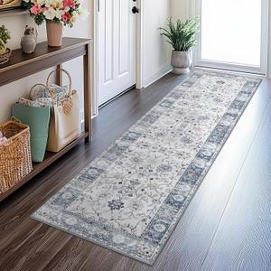 GRANNY SAYS Rug Runners for Hallways Non Slip, 2.6x8 Washable Runner Rug with Rubber Backing, Soft Low Pile Faux Wool Rug, Vintage Carpet Runners Rugs for Kitchen, Entryway, Living Room, Bathroom