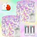 BOSSERN 2 Pack Each    Waterproof Fairy Twinkle Lights Battery Operated, Each Indoor&Outdoor Christmas String Lights with Timer&Remote Control for Christmas Tree Wedding (Multicolor)