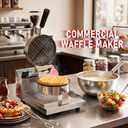 CROSSON Commercial Waffle Maker,Professional Round Belgian Waffle Maker Non-Stick Plate Machine with Temp and Time Control for Home Kitchen, Restaurant Bakeries Kitchen 120V/1300W