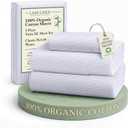 LANE LINEN 100% Organic Cotton Twin XL Sheets Set 3-Piece Pure Percale Bedsheets Bedding Breathable Fits Mattress Upto 15" Deep - Blue Ticking Stripe