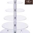 Jusalpha Large 6-Tier Acrylic Glass Round Wedding Cake Stand- Cupcake Stand Tower/ Dessert Stand- Pastry Serving Platter- Food Display Stand (Large With Rod Feet) (6RF)
