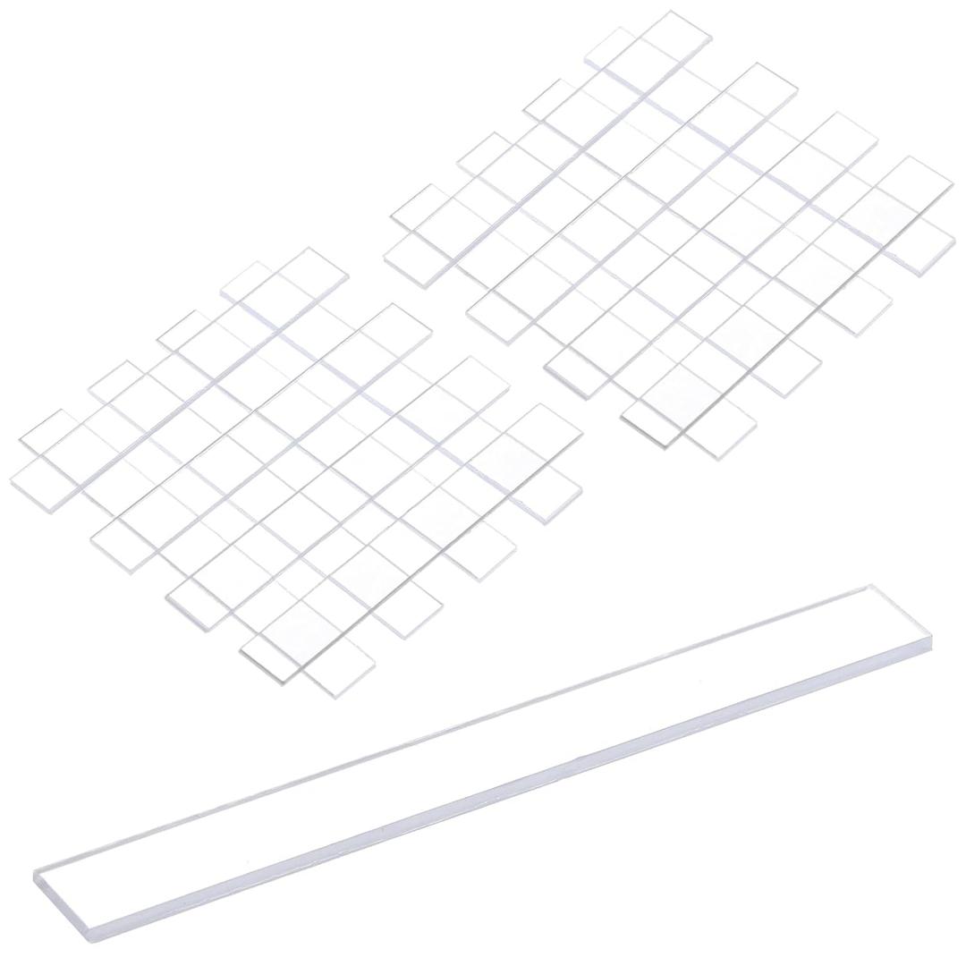 300 Pcs 0.040" X1/4" x 2" Clear Glass Setting Blocks, Invisible Plastic Setting Blocks, Glass Door Mirror Window Mounting Spacers, Clear Shims for Filling Gap, Leveling Assemblies