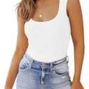 PINKMSTYLE Womens Basic Fitted Square Neck Tank Tops Double Lined Summer Tops Cute Sleeveless Shirts (Medium, Off-white)