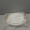 2 Piece White Round Serving Tray with Handles, Woven-Texture Faux Leather Ottoman Tray for Living Room, Decorative Tray for Coffee Table Home Decor