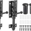 uxcell 2-Pack Slide Bolt Latch, 5 in 304 Stainless Steel Barrel Bolt Latch Heavy Duty Door Latches Lock 10mm Dia Bar with Dust Container for Barn Wooden Fence Shed Door [Black]