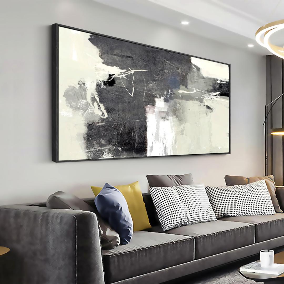 Solid wood frame abstract Wall Art Framed Ready to Hang Wall Art Modern artwork Fantasy Paintings Black and white abstract painting Wall Art Prints Canvas Painting 20"x40"Large Size for Liv ing Room Bedroom Office Decoration (awork3)