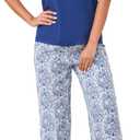 Chunoy Women Pjs Sets Short Sleeve V Neck Sleepwear Top and Capri Pant 2 Piece Lounge Wear Pajama Set Light Blue Small