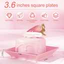 Zhehao 100 Pcs Plastic Dessert Appetizer Plates Disposable, 3.6 x 3.6 Inch Small Square Plastic Dessert Cake Snack Plate for Wedding Birthday Bridal Baby Shower All Occasion Party (Pink)