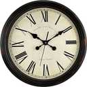 Round Classic Wall Clock Silent Non Ticking 16 Inch Extra Large Quality Quartz Vintage Clock, Rome Retro Decorate Clock Battery Operated, Easy to Read for Home Kitchen Living/Restaurant