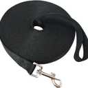Nylon Training Dog Leash for Small Medium Large Dogs, 15ft 20ft 30ft 50ft 100ft Long Leash Dog/Puppy Lead for Obedience Recall Training, Camping (Black)