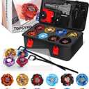 DEZAWRTY Gyro X Set, 12 Right Spinning X Blade Tops, 2 Ripcord Launchers, 1 String Launcher and 1 Grip with Storage Box, Battling Game Kids Toys Boys Birthday Gift Ideal for 6+ Years Old