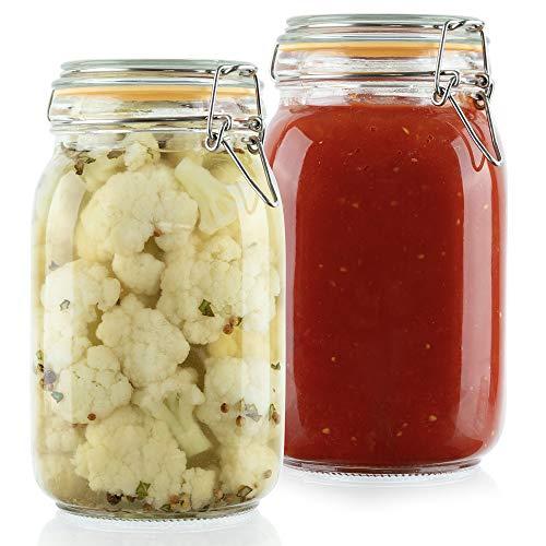 Galashield Glass Jars with Lids 50 oz Food Storage Jars with Airtight Lids Leak Proof Glass Canisters Kitchen Jars [Set of 2]