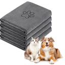 Chumia 4 Pack Dog Towels for Drying Large Microfiber Grooming Tools Absorbent Soft Bath Supplies with Embroidered Paw for Small Medium Pet Products(16 x 32 Inch,Gray)