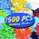 HUIZDQ 1500 Pieces Building Bricks, Classic Bulk Small Blocks, Classic Bricks Set Basic Building Blocks Compatible with All Major Brands (Multicolored)