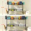 YKLSLH 4 Baskets Over The Sink Dish Drying Rack, Extendable Large Capacity Sink Rack, Metal Drying Rack Saving Space, for Most Sinks (26.57"-35")