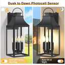 Dusk to Dawn Outdoor Wall Lantern, Black Modern Exterior Lights, 1 Pack 22''
Auto On-Off, 2-E12 Base, Large Porch Wall Sconce Lights, Waterproof Outside Sensor House Lights for Patio Garage, Metal Frame