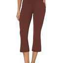 Sunzel Sunzfly Mini Flare Capris Leggings for Women, High Waist Bootcut Yoga Pants, Tummy Control Cropped Flared Workout Pant 23" Wine Red Medium