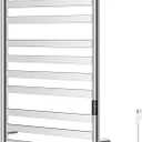 Heated Towel Rack for Bathroom, Towel Warmer with 10 Bar Flat Rack Large, Electric Hot Towel Rack Wall Mounted, LED Buit-in Timer, Hardwired or Plug-in, Stainless Steel, Fast Heating, Nickel