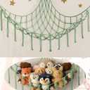 mirolam Stuffed Animal Hammock Corner Net for Toys Storage Hanging Stuff Animal Organizer Holder Matcha Green Room Bedroom Nursery Decor Organization
