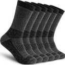Time May Tell Mens Merino Wool Hiking Cushion Socks Thermal Warm Crew Winter Boot Socks Pack (2/4 Pair,6-13 Size) (Gray)