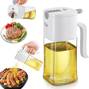 NYXVAULT 2-in-1 Olive Oil Sprayer Bottle & Dispenser, 16.9oz/500ml for Air Fryer, Salad, Cooking, BBQ - Oil Sprayer Bottle for Kitchen, Non-Stick Spray, Grill & Baking