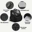 Amazon Basics Pet Backpack for Cats & Small Dogs, Collapsible Travel Carrier with Ventilated Mesh, Removable Pad, and Safety Leash, Black