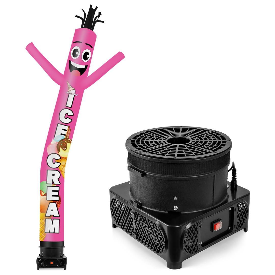 GOODENY 10FT Tall Inflatable Tube Man Ice Cream Wacky Wavy Dancing Guy with 3/4 HP Weather-Resistant Blower (12''Diameter) for Outdoor Decoration Advertising Business Promotion