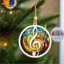 Music Lover Ornament  Acrylic Wooden Christmas Tree Keepsake for Teachers, Piano Fans, Teacher Gifts, Retro Christmas Decor, Music Notes Decoration