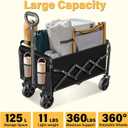 Wagons Carts Foldable - Collapsible Wagon 360Lbs, Folding Wagon Cart with Wheels, Foldable Wagons Portable for Groceries, Sports, Camping, Storage, Travel, Shopping -Jet Black