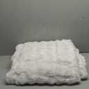 Faux Fur Blanket - Cream White Twin Size, Big Bubble Rabbit Fluff, 60x80 Inches