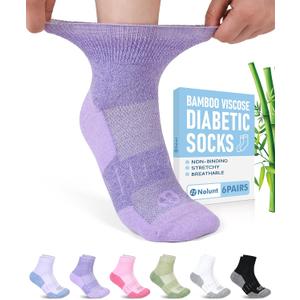 Womens Diabetic Socks,6 Pairs Wide Bamboo Viscose Non Binding Soft Socks for Men Women Size medium