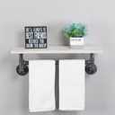 MBQQ Iron Pipe Shelves Industrial Bathroom Shelves with Towel bar,24in Rustic Metal Pipe Floating Shelves Pipe Wall Shelf,1 Tier Industrial Shelf Wall Mounted, Retro White