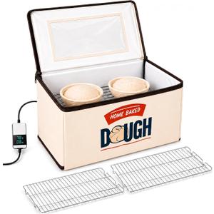 BLUBYEES Folding Bread Proofing Box, 3-Sided Heating with Precise 68-104F Temp Control, 48H Timer, Family-Size Dough Proofer for 2 Loaves, Sourdough & Pizza Dough