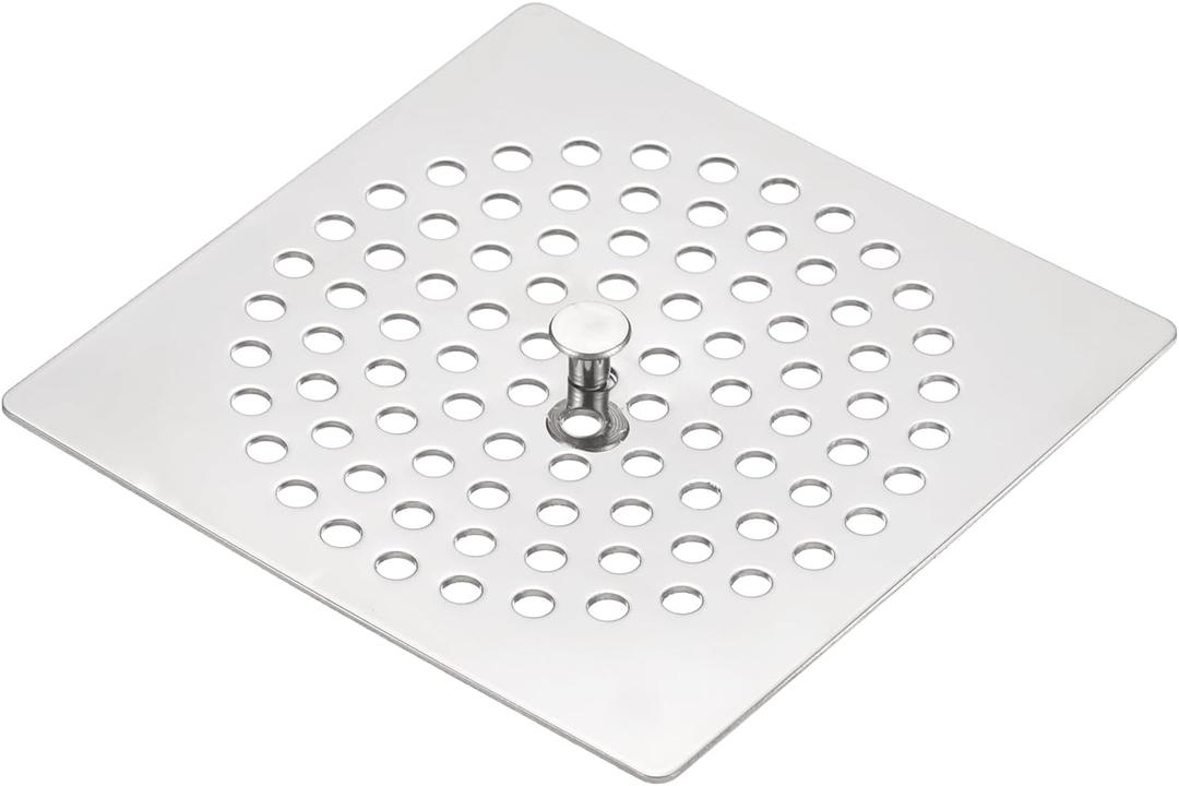 uxcell Shower Drain Hair Catcher, 3.9 inch Stainless Steel Square Floor Drain Cover Anti-Clogging Protection Cover Replacement for Furniture Repair Bathroom Kitchen
