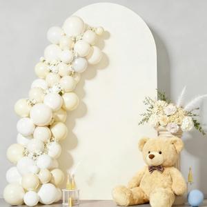 6.6FT Ivory Arch Backdrop Cover - Polyester Fitted Wedding Arch Stand Covers Round Top Chiara Arch Backdrop Cover for Birthday Banquet Photo Background Decoration