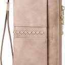 BOSTANTEN Wallets for Women Leather RFID Double Zipper Around Credit Card Holder Large Capacity Wristlet Clutch Wallet