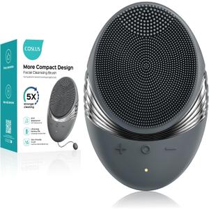 COSLUS FBS01 Facial Cleansing Brush Face Scrubber: Portable Silicone Waterproof Rechargeable Face Wash Brush, 5 Cleansing Modes, Electric Deep Cleaning for Men & Women, Removing Blackhead Exfoliating