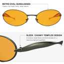 2 x VANLINKER Retro Gold Small Oval Sunglasses for Women Men Trendy Small Face 90s Metal Shades VL9885 (C2-orange)