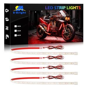 YM E-Bright Car Led Strip Lights Cuttable Underglow Led Ambient Lighting for Motorcycle Trucks Van Boat Golf Cart Interior Exterior Waterproof IP68 24inch 60CM 72SMD 12v,Red (Pack of 4)