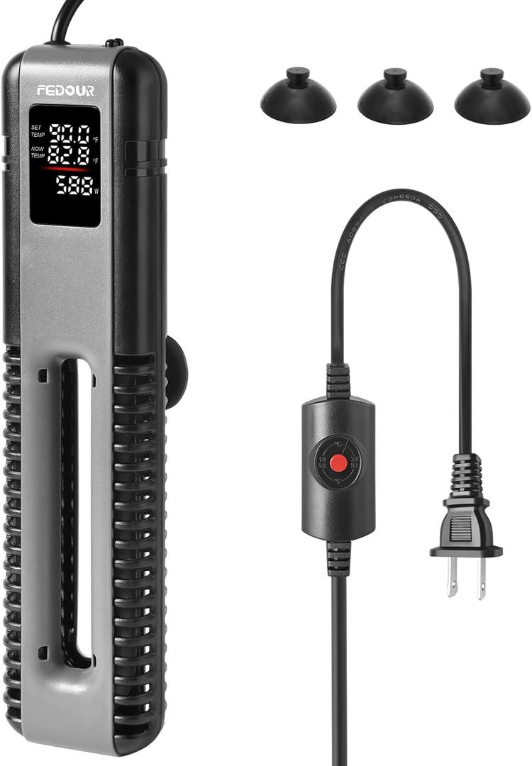 FEDOUR 600W 800W Titanium Aquarium Heater with External Controller, LED Digital Display Submersible Heater with Overheating Protection, for up to 220Gallon Fish and Turtle Tank (800W for up to 220Gal)