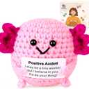 Emotional Support Nuggets Crochet Kit, Positive Crochet Axolotls, Handmade Inspirational Gifts Emotional Cheer Support Funny Pickle, Positive Crochet Animals Birthday Gifts for Women Man