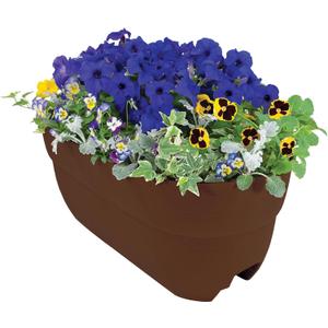 Emsco Group Bloomers Railing Planter with Drainage Holes 24" Weatherproof Resin Planter Brown, Plastic