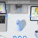 seenda Ergonomic Mouse Wireless, MOU-302 Bluetooth Vertical Mouse Rechargeable, Volume Knob, Silent Mice & 1000/1600/2400 DPI, 3 Multi-Device Connection for Windows/PC/Laptop/Mac/MacBook, Blue