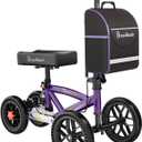 All Terrain Foldable Knee Scooter Walker, Disc Brake Knee Walker for Foot Injuries, Compact Crutches Alternative (Purple)