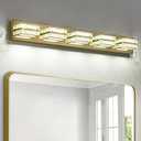 OKELI Crystal Vanity Lights LED Bathroom Vanity Light Fixture Over Mirror Modern Indoor Lamp, 6000K Cold White Dimmable, 5-Lights, 32W, ETL Listed