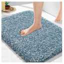 Yimobra Bathroom Rugs Non Slip Washable, Ultra Soft and Water Absorbent Bath Mats, Plush Fluffy Shower Mat Outside, Microfiber Thick Matts for Bathroom Floor/Sink, 24x17, Denim Blue and White