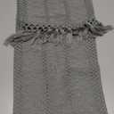 ZeeMart Macrame Style Boho Table Runner, Blue Grey Table Runners 72 Inches Long, Farmhouse Woven Home Decor, 12x72 Inch, Light Blue Grey