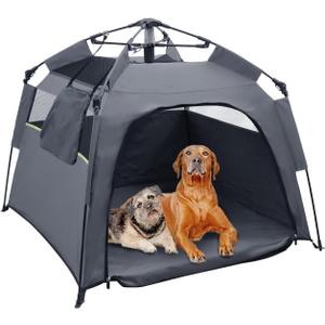 Pop Up Dog Tents, Plusvivo Foldable Cool Mesh Camping Tent - 40" X 40" X 28" With Shoulder Bag & UV Canopy
