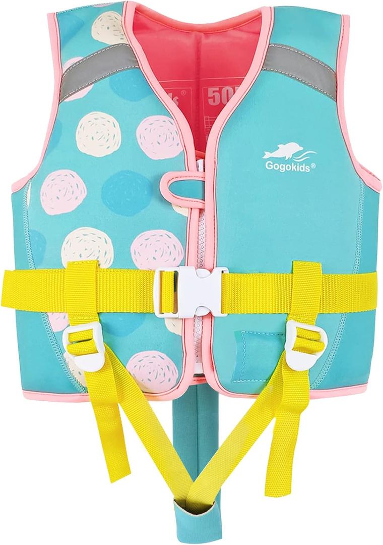 Gogokids Kids Swim Vest Float Jacket for 30-50 lbs 2-6 Years - Toddler Flotaties Swimming Pool Vest for Boys Girls Swimming Learning (Small)